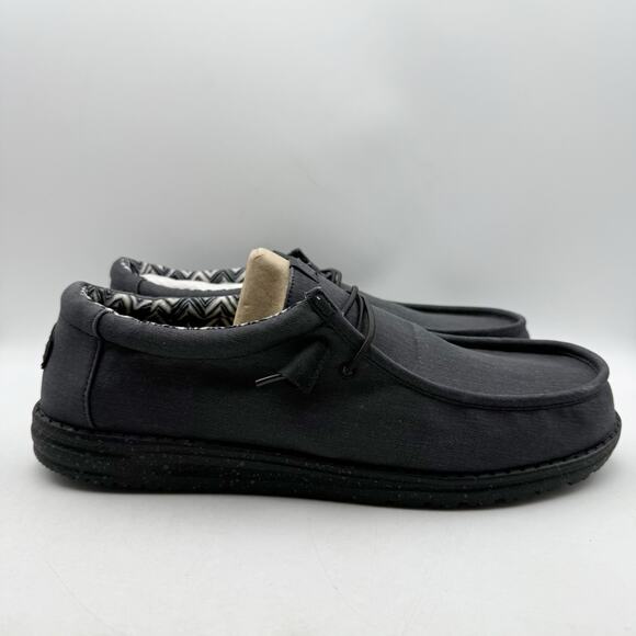 Hey Dude Mens Wallly Stretch Shoes US 15 Wide EU 48 Black Canvas Slip On NIB main image 4